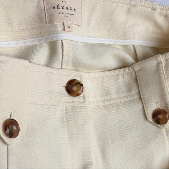Sezane Yves Trousers Ecru Cream Sz 38 US 6 Wide Leg Long Pant Wool Blend READ - Picture 4 of 16